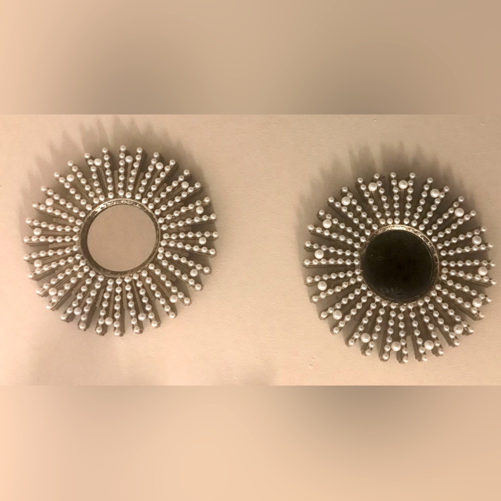 Pearl Beaded Round Mirrors (2)